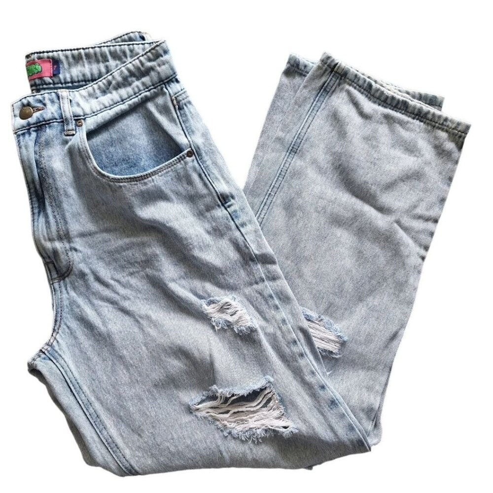Empyre Tori Jeans Distressed Wide Leg Womens Size 7 Light Wash Destroyed High‎